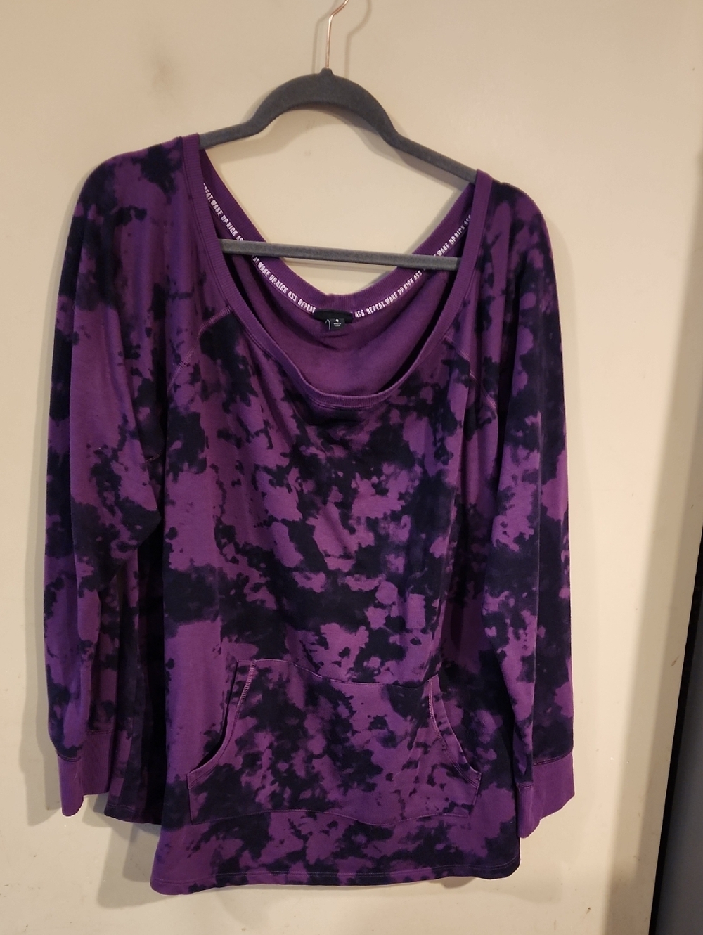 torrid Purple and Black Tie-Dye Scoop Neck Hoodie